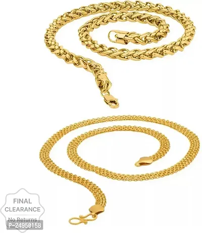 Alluring Golden Alloy Chain For Men Pack Of 2