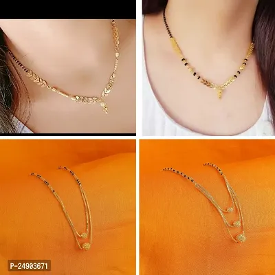 Stylish Brass Golden Mangalsutra For Women Pack Of 4-thumb0