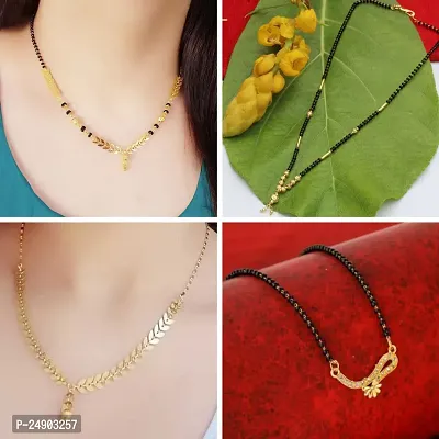 Stylish Brass Multicoloured Mangalsutra For Women Pack Of 4
