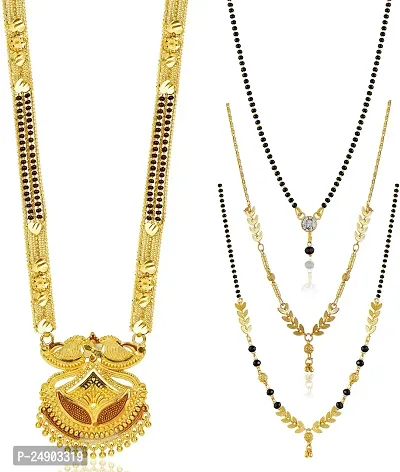 Stylish Brass Golden Mangalsutra For Women Pack Of 4