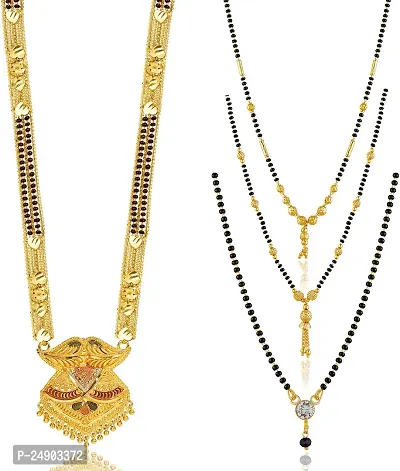 Stylish Brass Golden Mangalsutra For Women Pack Of 4