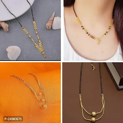 Stylish Brass Golden Mangalsutra For Women Pack Of 4