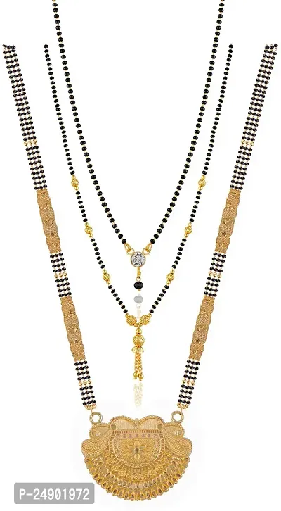 Stylish Brass Golden Mangalsutra For Women Pack Of 3