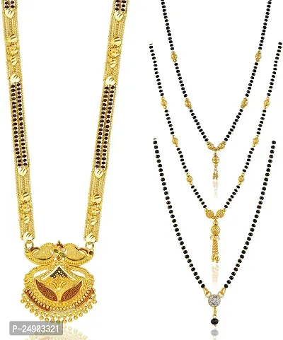 Stylish Brass Golden Mangalsutra For Women Pack Of 4-thumb0