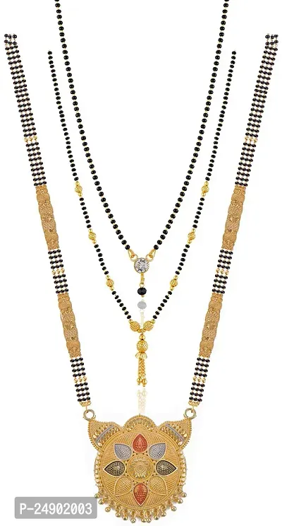 Stylish Brass Golden Mangalsutra For Women Pack Of 3