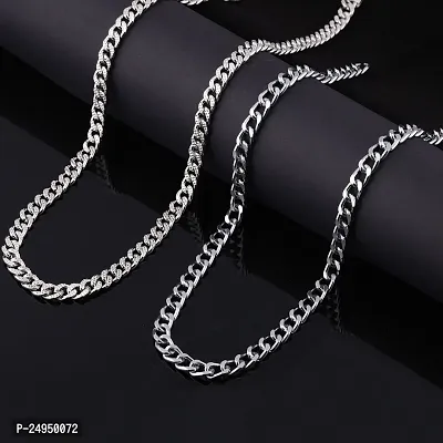 Alluring Silver Alloy Chain For Men Pack Of 2-thumb0
