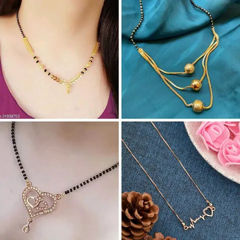 Stylish And Elegant Brass Golden Mangalsutra For Women Pack Of 4
