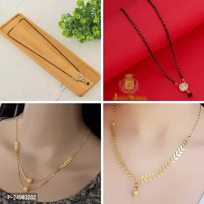 Stylish Brass Golden Mangalsutra For Women Pack Of 4