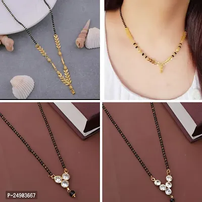 Stylish Brass Golden Mangalsutra For Women Pack Of 4-thumb0