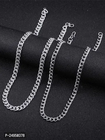 Alluring Silver Alloy Chain For Men Pack Of 2