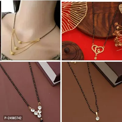 Stylish Brass Golden Mangalsutra For Women Pack Of 4