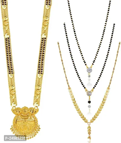 Stylish Brass Golden Mangalsutra For Women Pack Of 4-thumb0