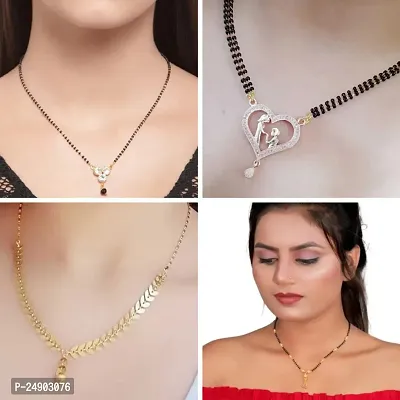 Stylish Brass Golden Mangalsutra For Women Pack Of 4