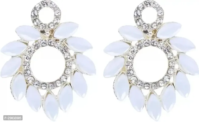 DEGHLAM Eid SpecialRamadan Special Alloy White Earrings stone Alloy Drops  Danglers-thumb0