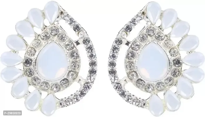 DEGHLAM Eid SpecialRamadan Special Alloy White Earrings stone Alloy Drops  Danglers-thumb0