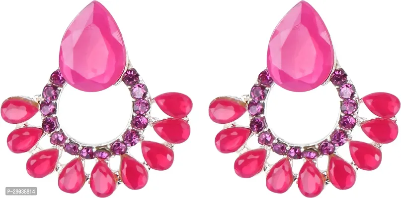 Trendy Pink Alloy Earrings For Women-thumb0