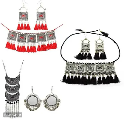 Alloy Silver Silver   Black   Red Jewellery Set   Pack of 1