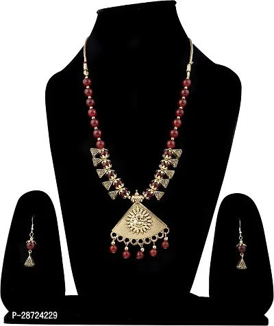 Alloy Gold plated Maroon Jewellery Set   Pack of 3-thumb2