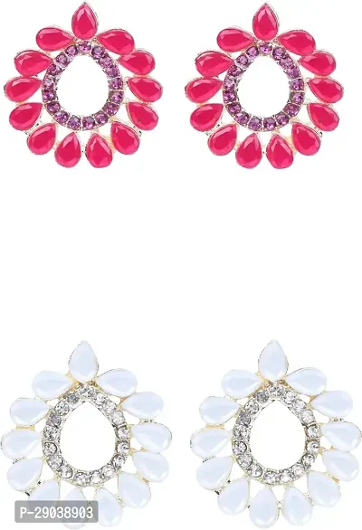 DEGHLAM Alloy Blue  Pink Earrings stone For Women  Girls Brass Drops  Danglers Cubic Zirconia Alloy Drops  Danglers-thumb0