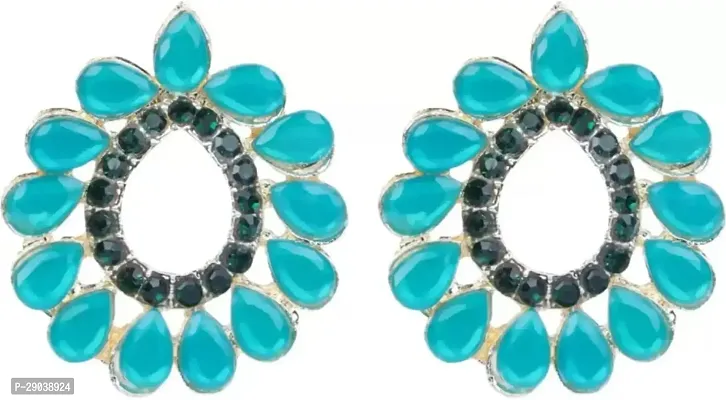 DEGHLAM Eid SpecialRamadan Special Alloy Green Earrings stone Alloy Drops  Danglers-thumb0