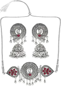 Zinc Silver Maroon Jewellery Set   Pack of 3-thumb4