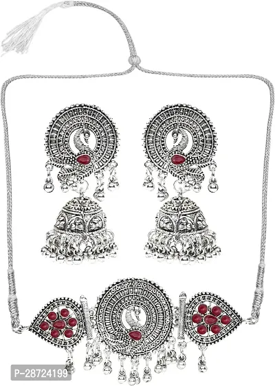 Zinc Silver Maroon Jewellery Set   Pack of 3-thumb5