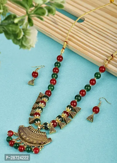 Alloy Gold plated Red   Green Jewellery Set   Pack of 3-thumb0