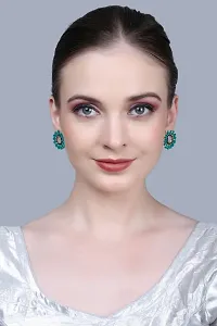 DEGHLAM Alloy Green Earrings stone For Women  Girls Brass Drops  Danglers Cubic Zirconia Alloy Drops  Danglers-thumb4