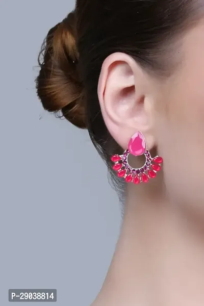 Trendy Pink Alloy Earrings For Women-thumb3