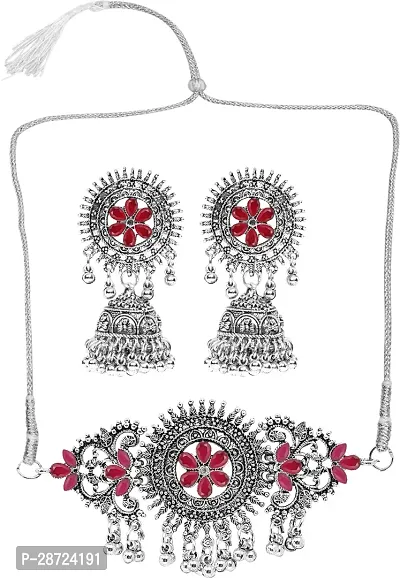 Zinc Silver Maroon Jewellery Set   Pack of 3-thumb5