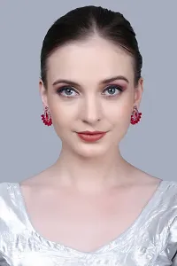 DEGHLAM DEGHLAM Alloy Red Earrings stone For Women  Girls Brass Drops  Danglers Cubic Zirconia Alloy Stud Earring-thumb2