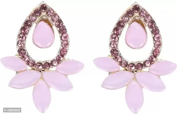 DEGHLAM Eid SpecialRamadan Special Alloy Pink Earrings stone Alloy Drops  Danglers-thumb0