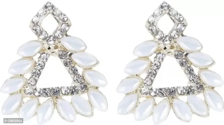 DEGHLAM Eid SpecialRamadan Special Alloy White Earrings stone Alloy Drops  Danglers-thumb0