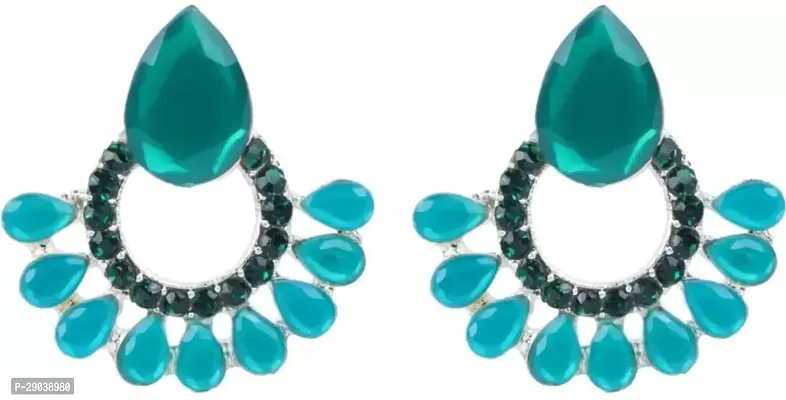 DEGHLAM Eid SpecialRamadan Special Alloy Green Earrings stone Alloy Drops  Danglers-thumb0