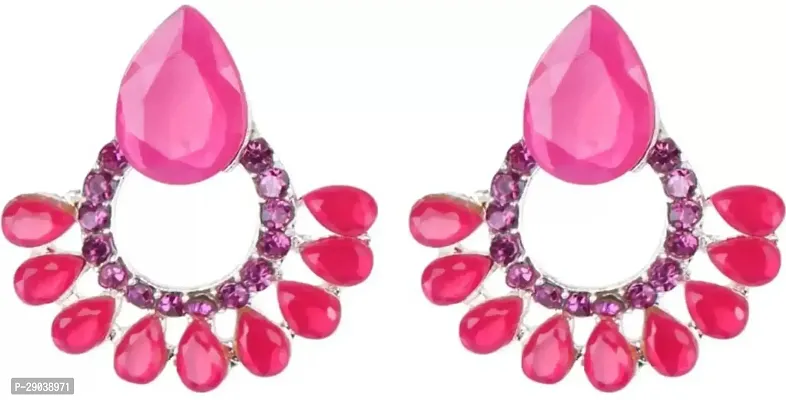 DEGHLAM Eid SpecialRamadan Special Alloy Red Earrings stone Alloy Drops  Danglers-thumb0