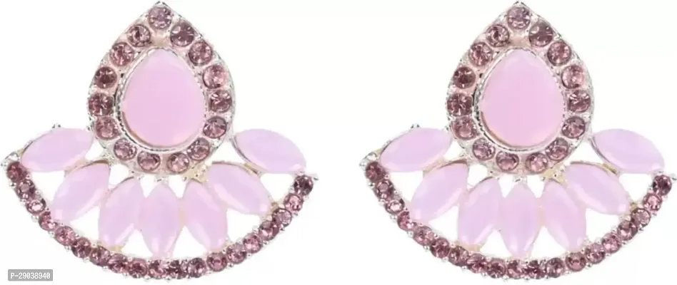 DEGHLAM Eid SpecialRamadan Special Alloy Pink Earrings stone Alloy Drops  Danglers-thumb0