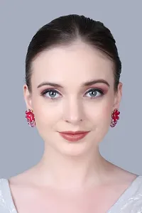 DEGHLAM DEGHLAM Alloy Red Earrings stone For Women  Girls Brass Drops  Danglers Cubic Zirconia Alloy Stud Earring-thumb2