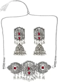 Zinc Silver Maroon Jewellery Set   Pack of 3-thumb4