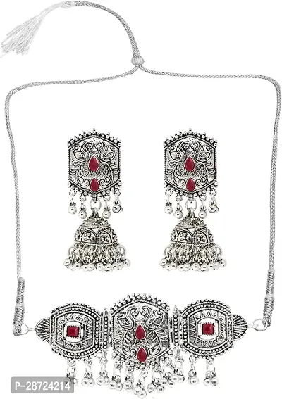 Zinc Silver Maroon Jewellery Set   Pack of 3-thumb5