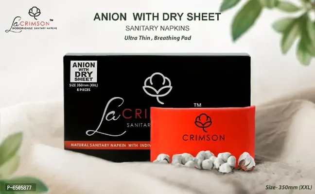 LA CRIMSON ANION Bio-Degradable Sanitary Napkins With Free Disposable Bags.||Size-350mm XXL||PACK OF- 40pads.-thumb4
