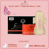 LA CRIMSON BAMBOO FIBER Bio-Degradable Sanitary Napkins With Free Disposable Bags||Size-280mm XL || Pack Of 10 Pads.-thumb1