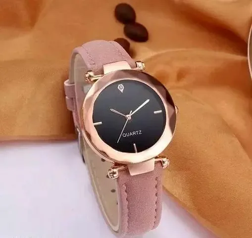 Trendy Synthetic Leather Strap Watches for Women