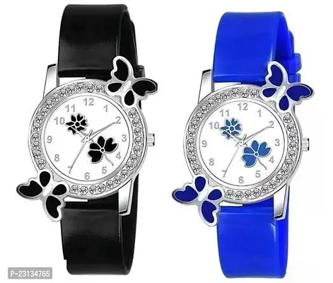 Stylish Silicone Analog Watches For Women Pack Of 2-thumb0