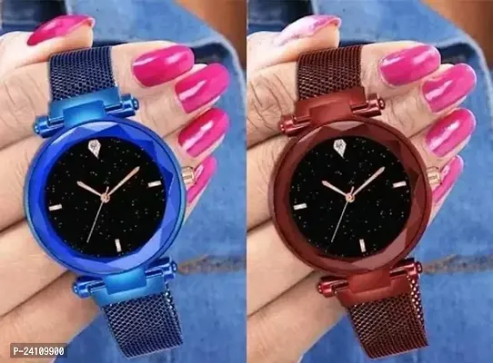 Stylish Alloy Watches For Women Pack Of 2-thumb0