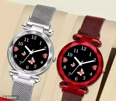 Stylish Metal Watches For Women Pack Of 2-thumb0