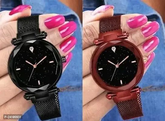 Stylish Metal Watches For Women Pack Of 2-thumb0