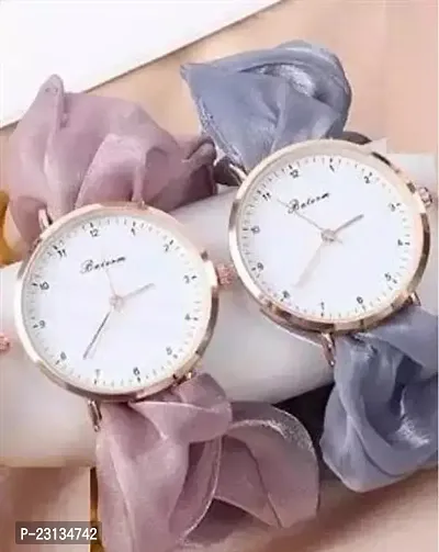 Stylish Fabric Analog Watches For Women Pack Of 2-thumb0