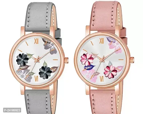 Stylish Synthetic Leather Watches For Women Pack Of 2