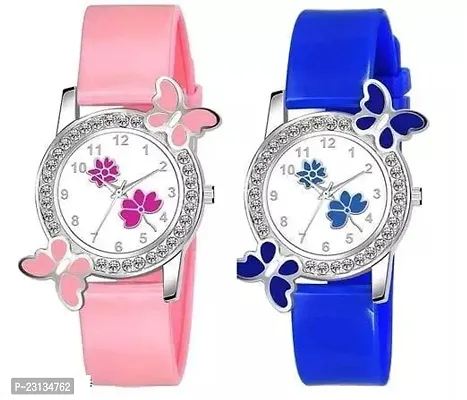 Stylish Silicone Analog Watches For Women Pack Of 2-thumb0