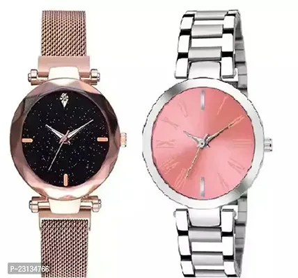 Stylish Alloy Analog Watches For Women Pack Of 2-thumb0